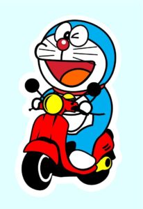 Logo Doraemon lái xe vector