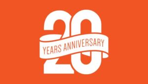 Logo 20 năm nền cam