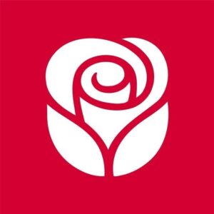 Logo hoa nền đỏ