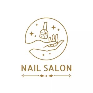 Logo Nail Salon viền tròn ánh kim