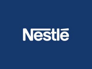Logo Nestle nền xanh