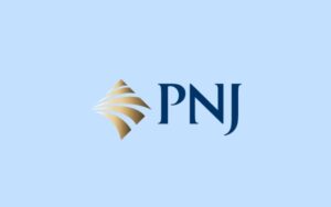 Logo PNJ nền xanh nhạt