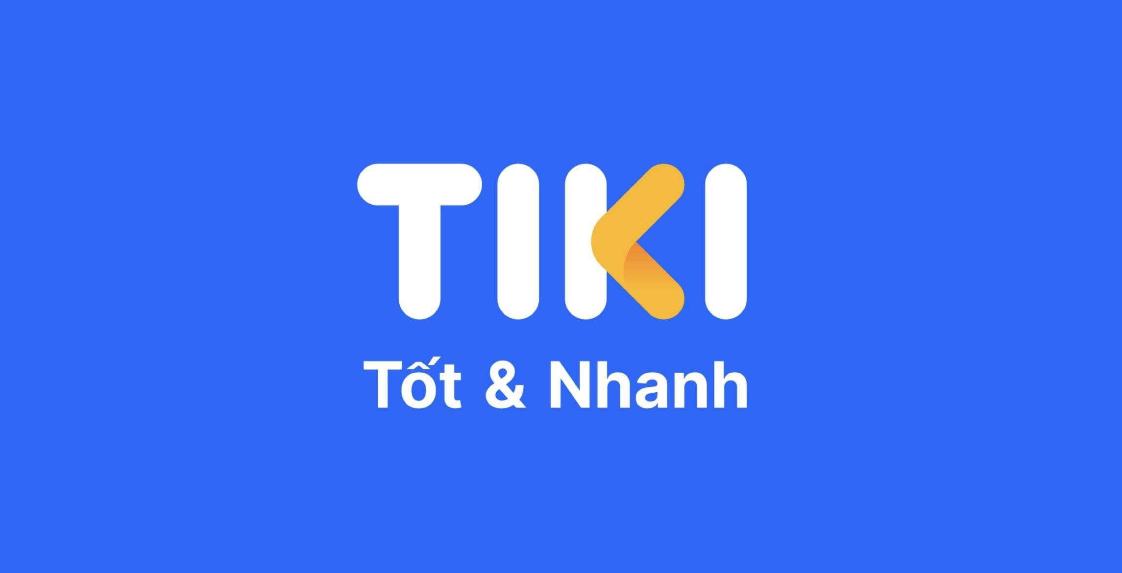Logo Tiki chữ trắng nổi bật trên nền xanh