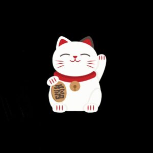 Vector mèo thần tài nền đen