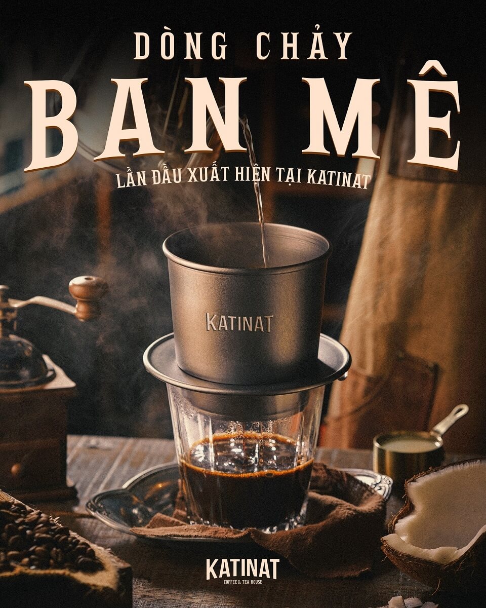 Poster coffee vintage với họa tiết cổ điển và font chữ viết tay