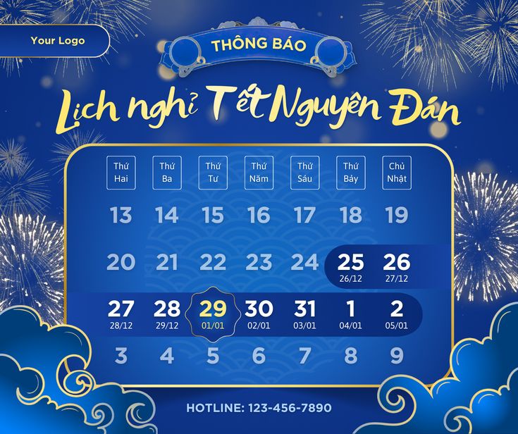 Poster nghỉ dịp Tết đẹp 13