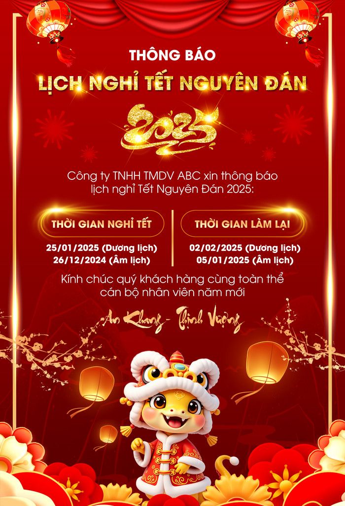 Poster nghỉ dịp Tết chuyên nghiệp 03