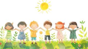 Tranh tường mầm non vector vui đùa