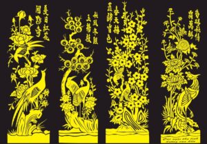 Tùng trúc cúc mai vector vàng đen