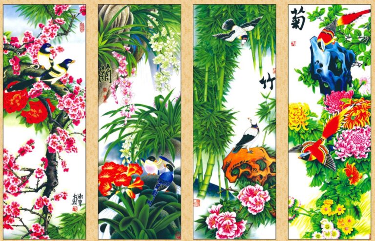 tùng cúc trúc mai vector