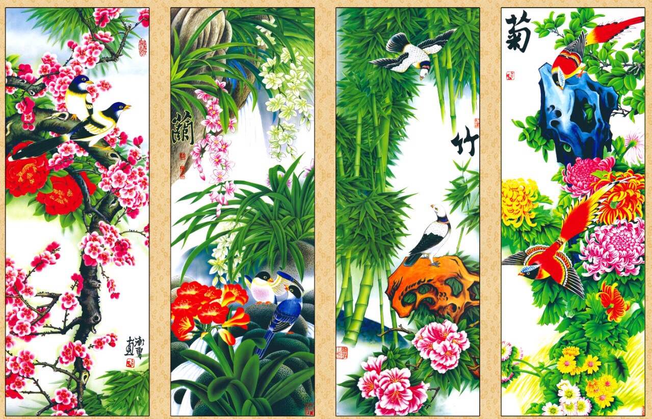 tùng cúc trúc mai vector