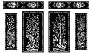 Tùng trúc cúc mai vector trắng đen