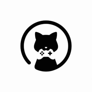 Logo mèo trò chơi điện tử vector