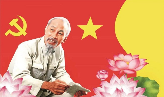 bác hồ hoa sen vector