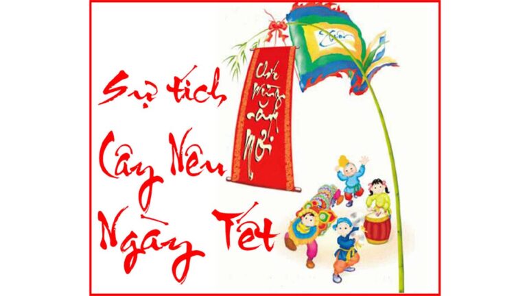 cây nêu ngày tết vector