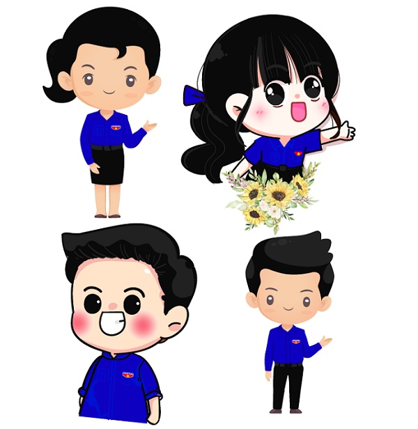 chibi đoàn thanh niên vector
