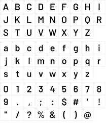 Bảng ký tự font chữ Barlow