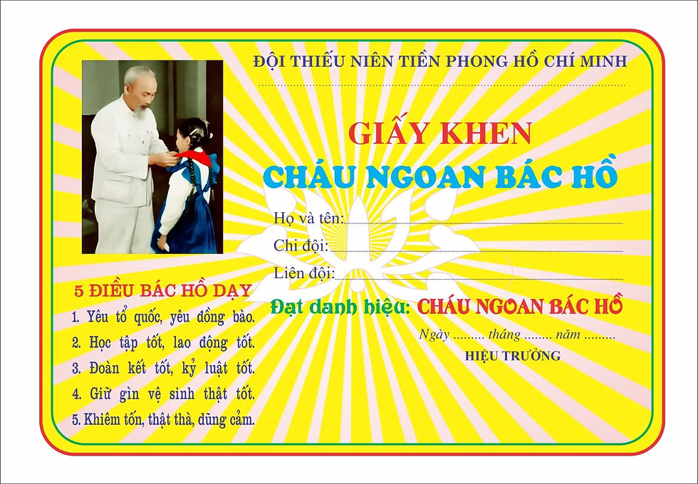 Chứng nhận cháu ngoan Bác Hồ vector