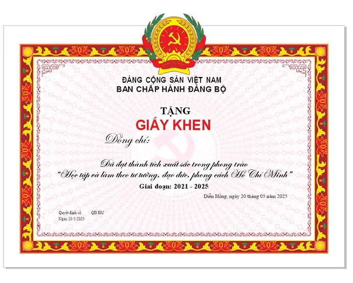 giấy khen đảng vector