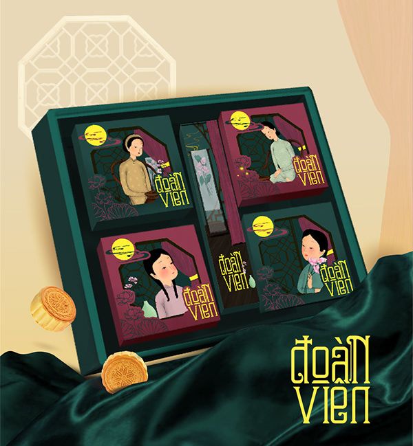 hộp bánh trung thu vector