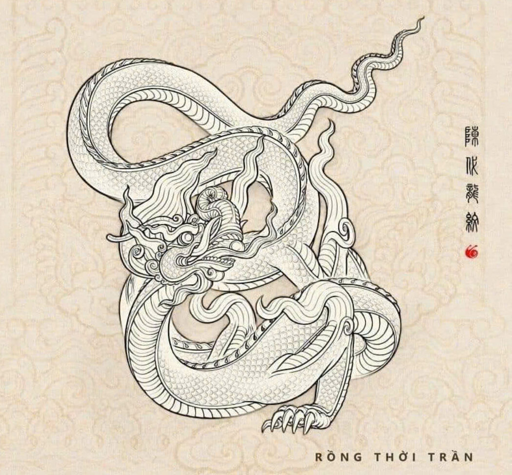 Họa tiết rồng thời Trần với thân uốn hình sin mạnh mẽ