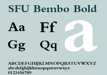 Bảng ký tự SFU Bembo font