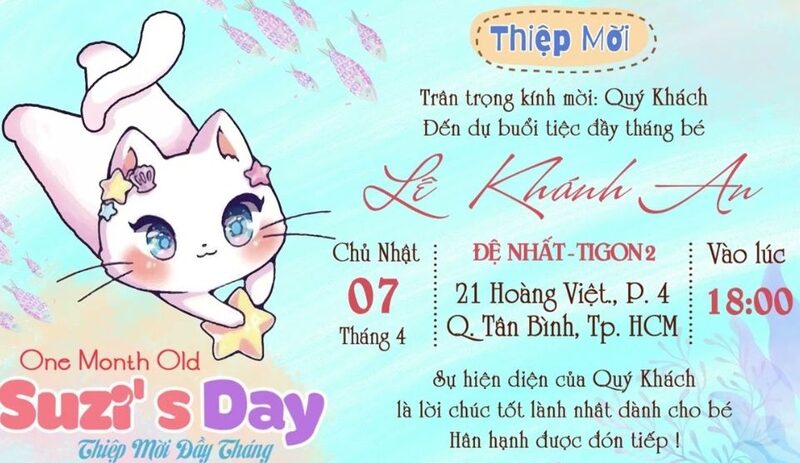 Mẫu thiệp mời đầy tháng đáng yêu 01