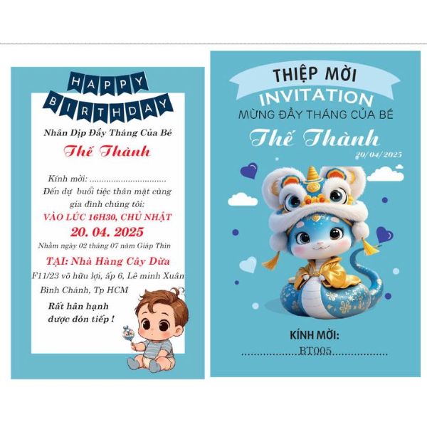 Mẫu thiệp mời thôi nôi đẹp và ngộ nghĩnh 09