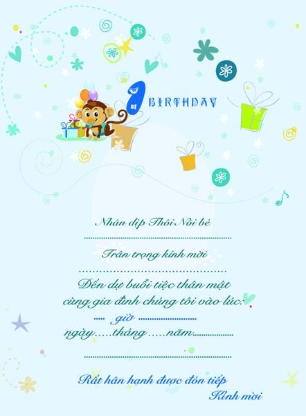 Mẫu thiệp mời thôi nôi đẹp và ngộ nghĩnh 06