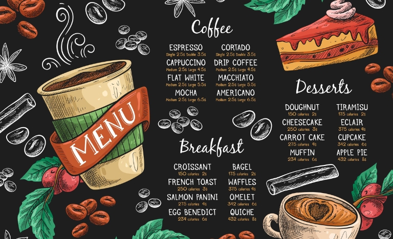 Tải 15+ mẫu vector menu cafe chuẩn sắc nét - Định dạng AI, EPS, PNG, CDR, SVG