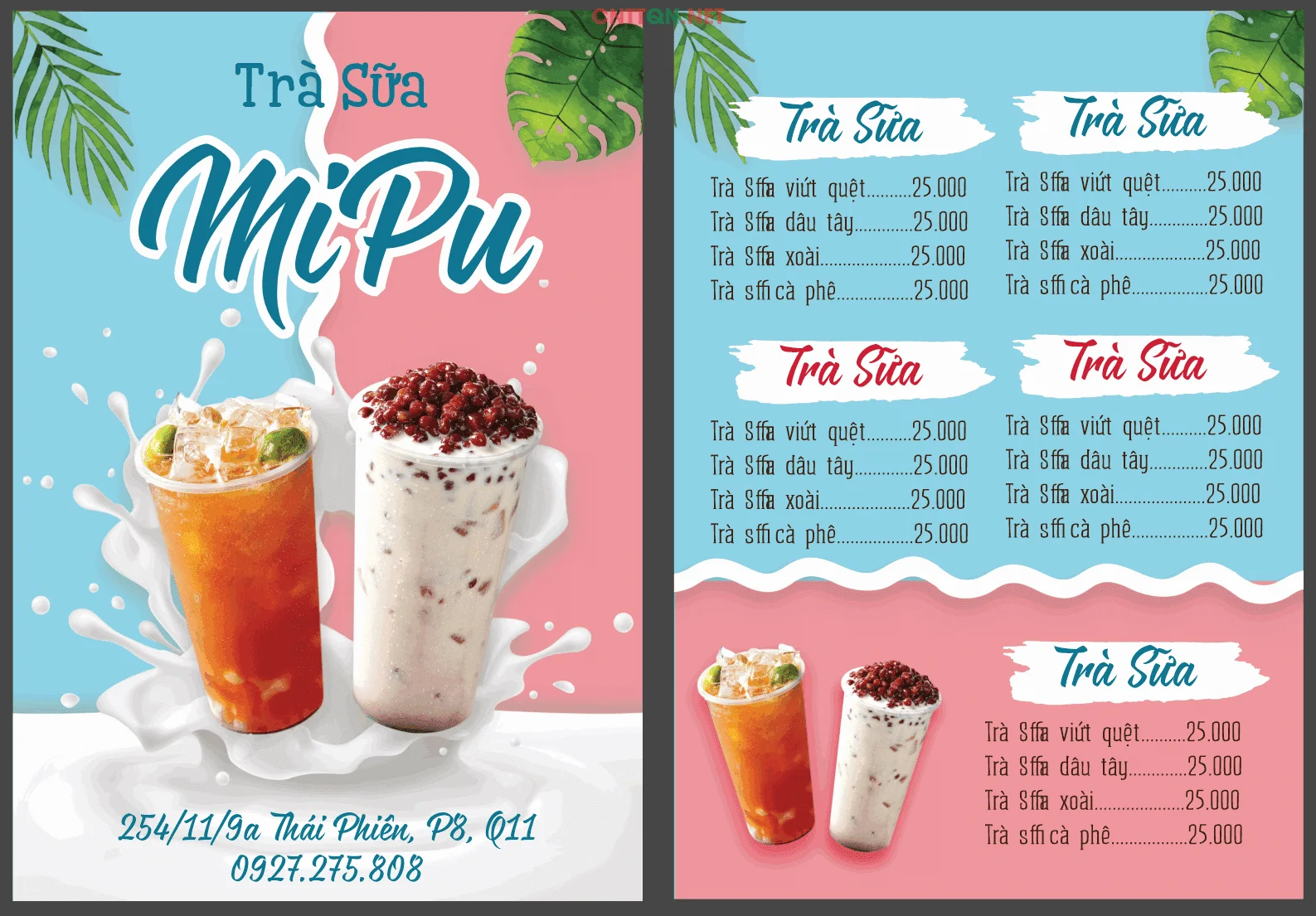 Mẫu thiết kế menu trà sữa đẹp, ấn tượng 08