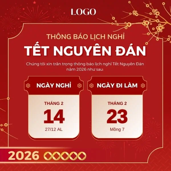 Mẫu thiết kế thông báo nghỉ Tết rực rỡ và ấn tượng 04