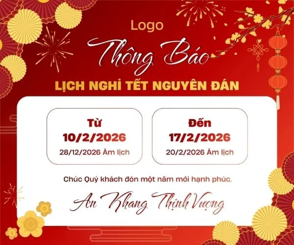 Mẫu thiết kế thông báo nghỉ Tết rực rỡ và ấn tượng 02