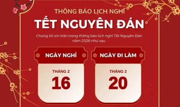 Mẫu thiết kế thông báo nghỉ Tết rực rỡ và ấn tượng 01