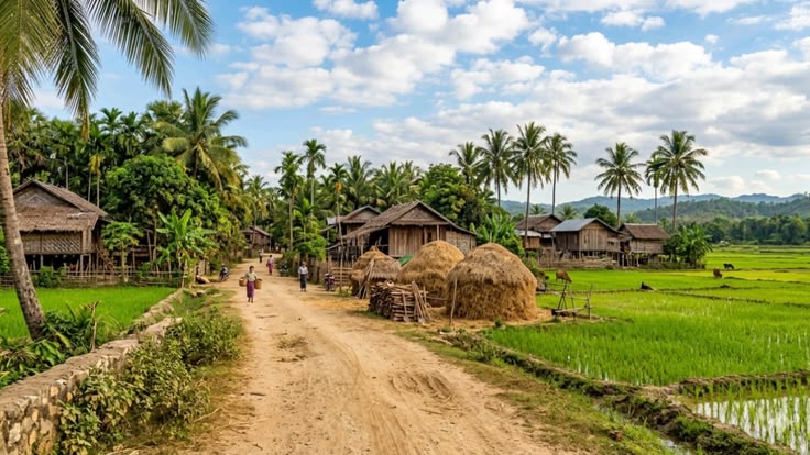 Background làng quê Việt Nam đẹp 01