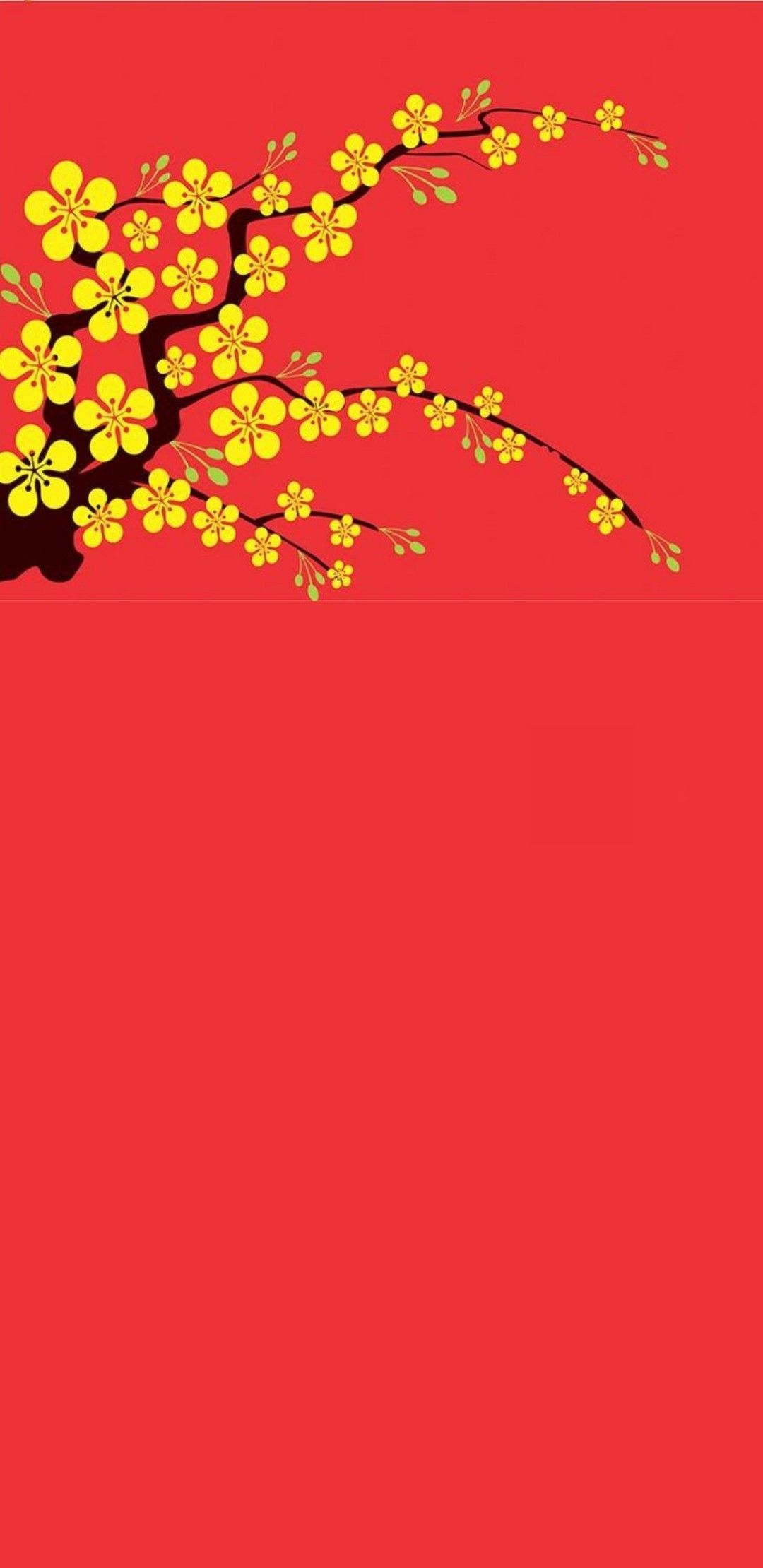 Background hoa mai vàng nền đỏ
