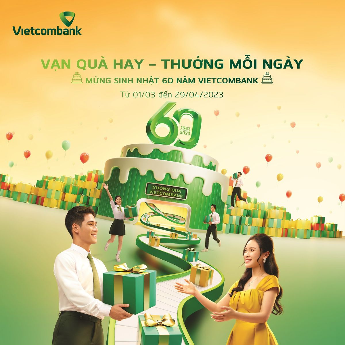 Background sinh nhật ngân hàng Vietcombank 60 tuổi