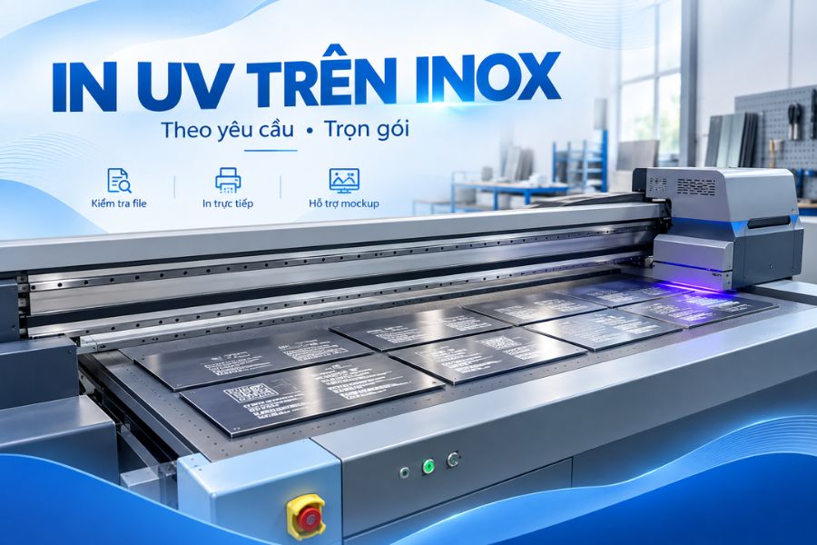 In Viva gia công trực tiếp trên inox, hỗ trợ kiểm tra vật liệu, chỉnh file và hoàn thiện theo yêu cầu In Viva gia công trực tiếp trên inox, hỗ trợ kiểm tra vật liệu, chỉnh file và hoàn thiện theo yêu cầu