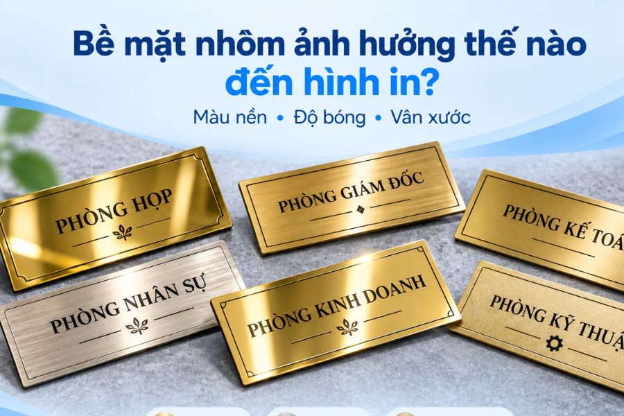 Màu nền, độ bóng, vân xước và coating đều ảnh hưởng đến cách hình in hiển thị trên nhôm Màu nền, độ bóng, vân xước và coating đều ảnh hưởng đến cách hình in hiển thị trên nhôm