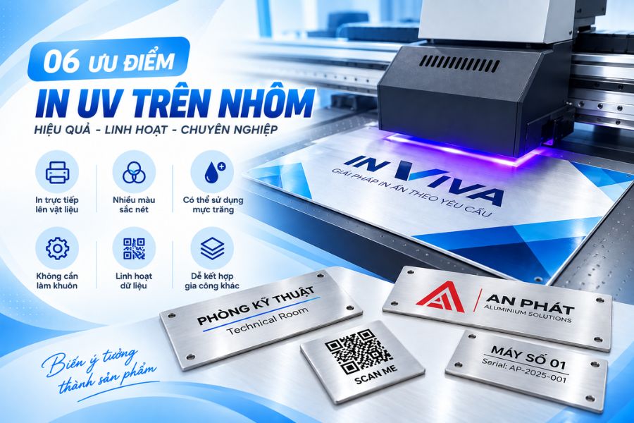 In UV trên nhôm cho phép thể hiện hình ảnh nhiều màu, mực trắng và dữ liệu cá nhân hóa In UV trên nhôm cho phép thể hiện hình ảnh nhiều màu, mực trắng và dữ liệu cá nhân hóa