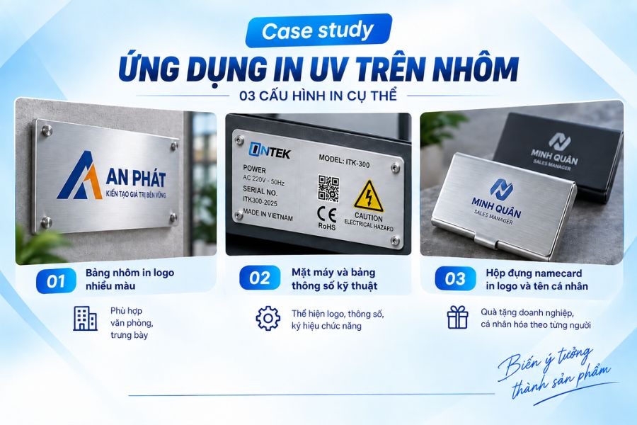 Bảng nhôm, mặt máy và hộp namecard sẽ có cách bố trí lớp mực khác nhau khi gia công UV Bảng nhôm, mặt máy và hộp namecard sẽ có cách bố trí lớp mực khác nhau khi gia công UV